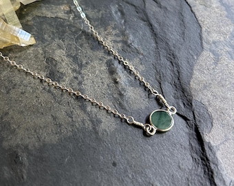 Natural Raw Emerald Sterling Silver Necklace