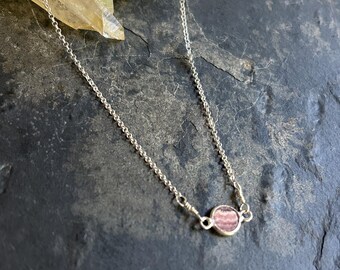Natural Rhodochrosite Sterling Silver Necklace