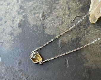 Tiny Citrine and Sterling Silver Necklace