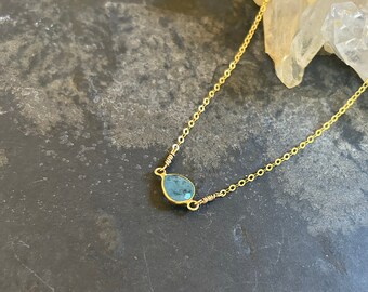 Minimalist Aquamarine and Gold Vermeil Choker Necklace