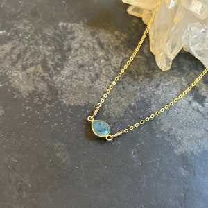 Minimalist Aquamarine and Gold Vermeil Choker Necklace