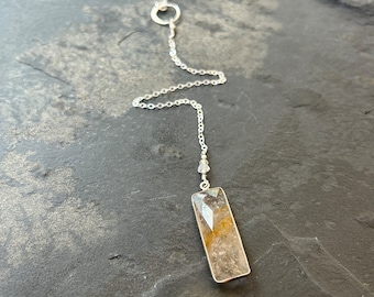 Sterling Silver and Rutilated Quartz Lariat Y Necklace