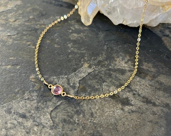 Tiny Pink Tourmaline and Gold Vermeil Necklace