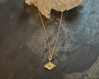 Gold Vermeil Evil Eye Diamond Shaped Necklace