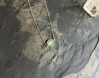 Small or Medium Labradorite Disc and Sterling Silver Choker Necklace