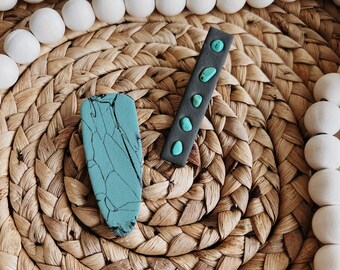 Turquoise Barettes | Turquoise Hair Clips | Clay Barettes | Clay Hair Clips | Cute Barettes | Cute Hair Clips | Alligator Hair Clips | Clay
