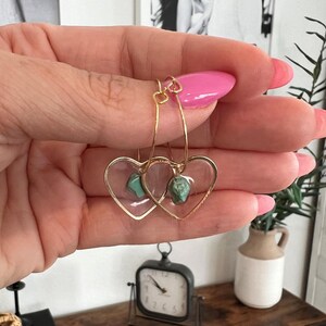 Turquoise Earrings | Heart Earrings | Dangle Earrings | Turquoise Heart | Turquoise Stones | Boho Earrings | Turquoise Dangling Earrings