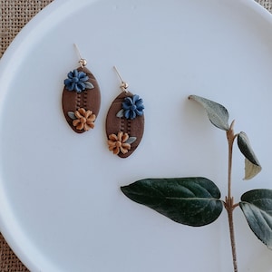 Custom Game Day Earrings | Custom Football Earrings | Bronco&#39;s Earrings | Broncos | Sports Earrings | Floral Clay Earrings | Custom Earrings