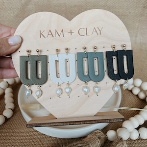 Arch Clay Earrings | Pearl Earrings | Dangle Pearl Earrings | Neutral Pearl Earrings | Neutral Clay Earrings | Bridal Earrings | Wedding
