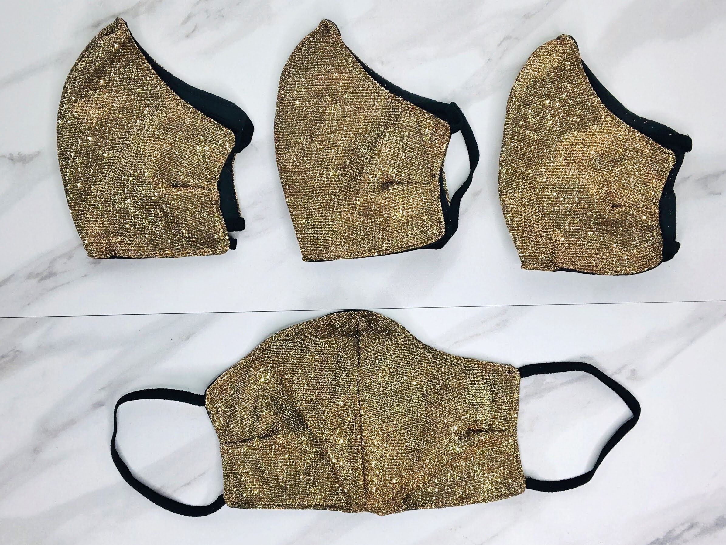 Glitter Gold Unisex Face Mask, Double Layer, Breathable, Reusable