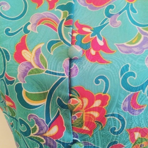 Adrianna Papell Vintage Floral Silk Short Sleeve … - image 4