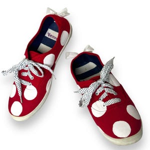 Custom Hand Crafted Minnie Mouse Polka-Dot Sneakers EUC image 11