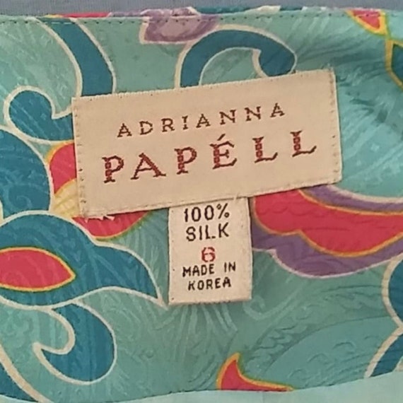 Adrianna Papell Vintage Floral Silk Short Sleeve … - image 5