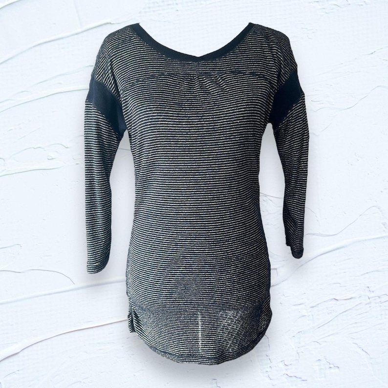 Vintage Free People Bodycon Metallic Jersey Top EUC image 3