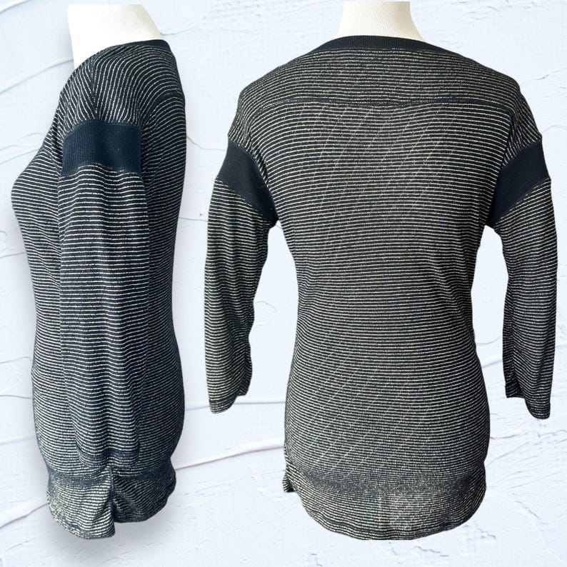 Vintage Free People Bodycon Metallic Jersey Top EUC image 4