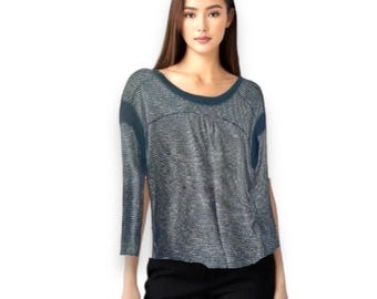 Vintage Free People Bodycon Metallic Jersey Top EUC