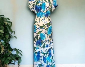 Vintage Carole Little Retro 1990s Floral Print Maxi Dress EVC