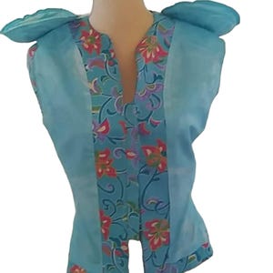 Adrianna Papell Vintage Floral Silk Short Sleeve Jacket EUC image 8