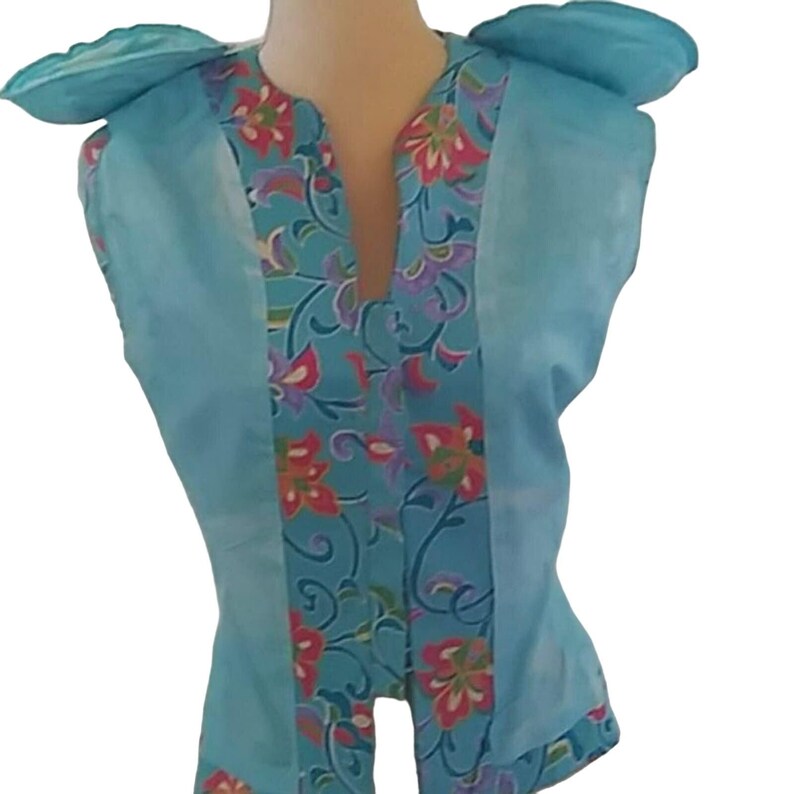 Adrianna Papell Vintage Floral Silk Short Sleeve Jacket EUC image 8