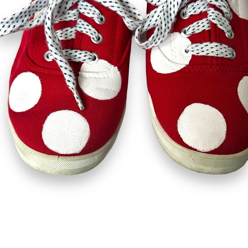 Custom Hand Crafted Minnie Mouse Polka-Dot Sneakers EUC image 12