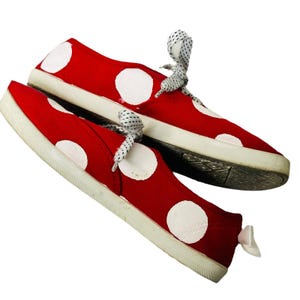 Custom Hand Crafted Minnie Mouse Polka-Dot Sneakers EUC image 5