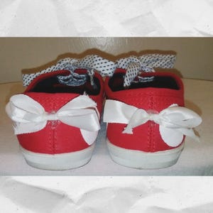 Custom Hand Crafted Minnie Mouse Polka-Dot Sneakers EUC image 8