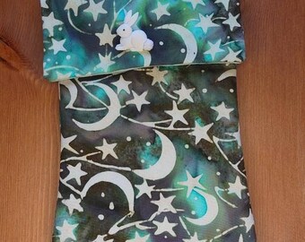 White rabbit moon and stars tarot card, oracle card, phone pouch