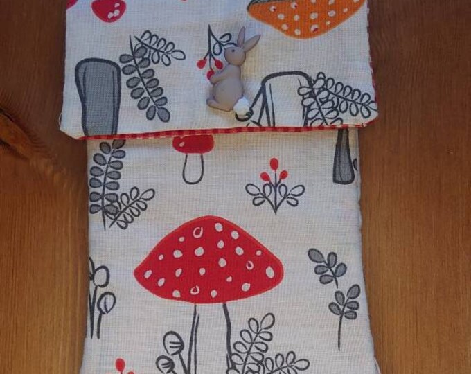 Bunny mushroom tarot pouch, oracle pouch, phone pouch