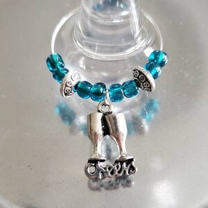 Wine Charm Set - Wine Glass Markers - Cheers Wine Charms - Hostess Gift - Wine Lover Gift - Set of 6 Plus Box
