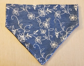 Denim Dog Bandana - Over the Collar Pet Bandana - Slip on Dog/Cat Bandana  - Fur Baby Dog Mom Gift