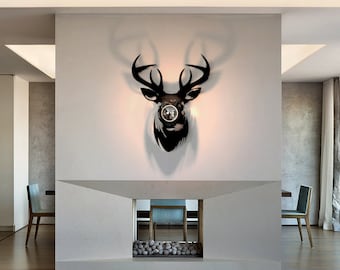 Cabeza de ciervo, luz de ciervo, 35/45/55/65/72 cm, PEXIGLAS, trofeo de cabeza de ciervo, trofeo de caza, ciervo, luz de pared de ciervo, luz de pared