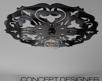 ceiling light, 40, 50, 60 cm, baroque ceiling light, haussmann model, black, 220 volts, designer lighting, contemporary ceiling light, designer ceiling light