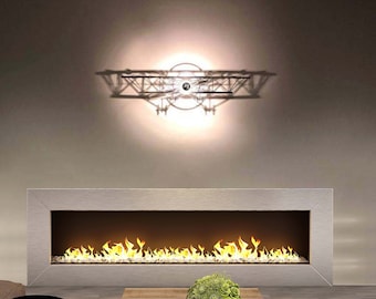 luz de avión, versión II, espejo plateado, 60 w 220 voltios, luz de aviación, 75/85/100 cm, decoración de aviación, sello, hoyos, biplano,