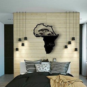 Afrika,Wanddekoration AFRICA Acrylglas schwarz glänzend 71x59 cm,ethnische Dekoration,Dekoration afrika,savane, elephant,löwe,affe