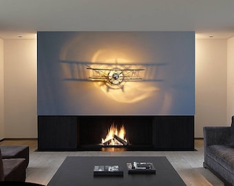 luz de avión, BIPLAN, 70 / 80 / 100 cm, 60 w, 220 voltios, efecto espejo, luz de aviación, deco STAMPE y PITTS, luz de loft, deco de aviación