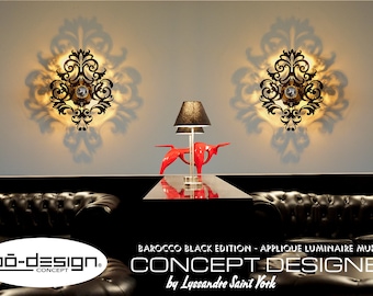 lighting baroque,model barocco,30 or 35 cm,black,plexiglass,110 v,lighting designer,lighting design,design lamp,lighting wall design
