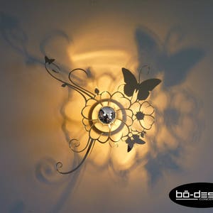armatuur, bloemenontwerp, vlinder, 35x34 cm spiegeleffect, barok design wandlamp, plexiglas armatuur, LED 220 v EU / 110 v US, verlichting