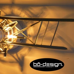 avion biplan,luminaire design 100/80/70 cm 220 volts,effet miroir,avion style stampe,pitts,ombre portée au mur,lighting wall,220 volts image 2