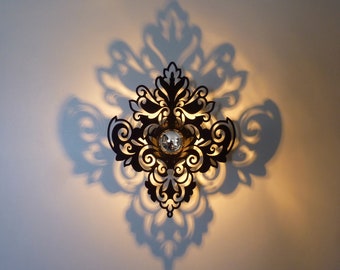 luminaria barroca, 30 ou 35 cm noir brillant, modele ACANTHUS, led, 220 v, applique murale contemporaine, diseño de luminaria, applique murale barroco