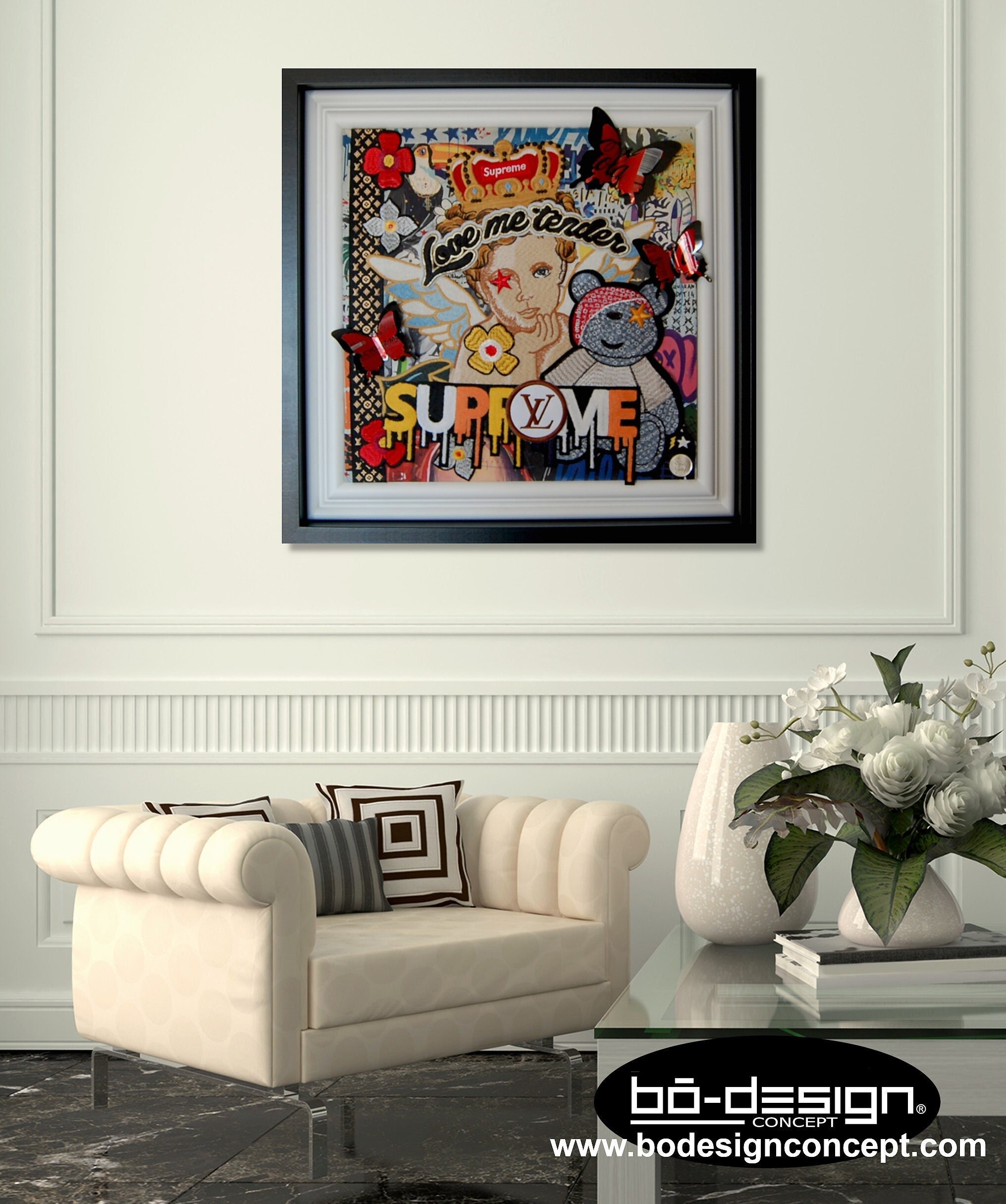 Decoration Murale, Pop Art, 50x50 cm, Broderie, Recyclage Canette Soda, Impression, Designer, Street