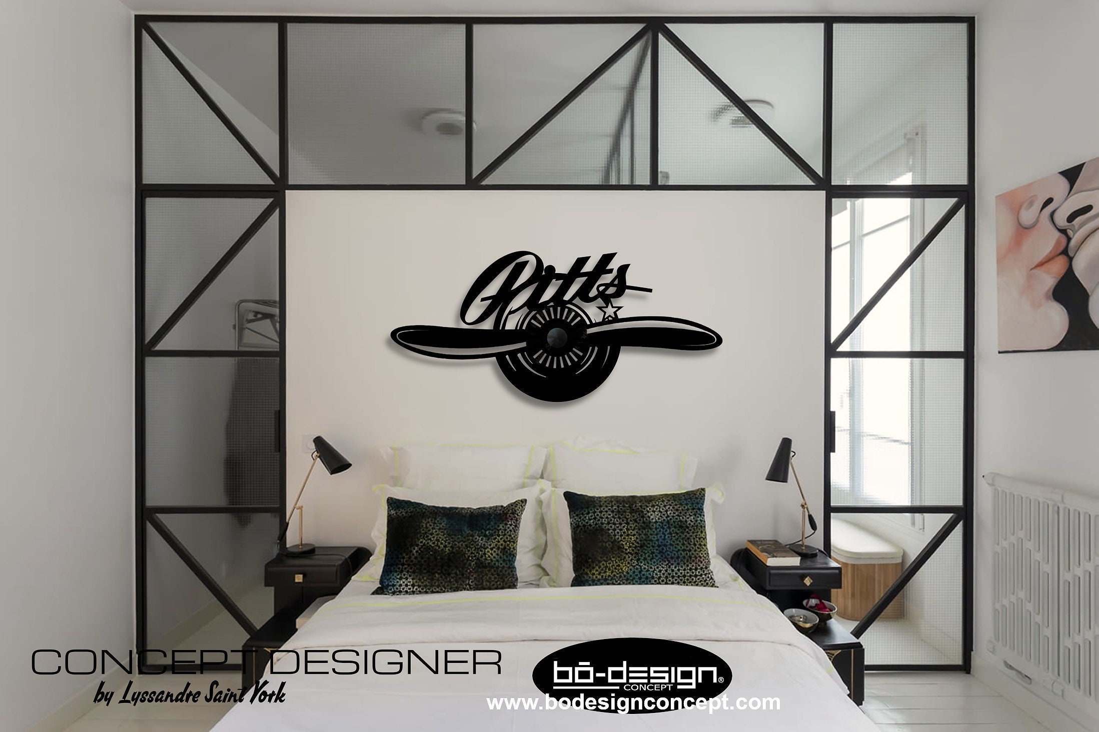 Décoration Hélice, 120 cm, Décoration Avion, Grand Modèle, Verre Acrylique Plexiglas Noir, Déco Avio