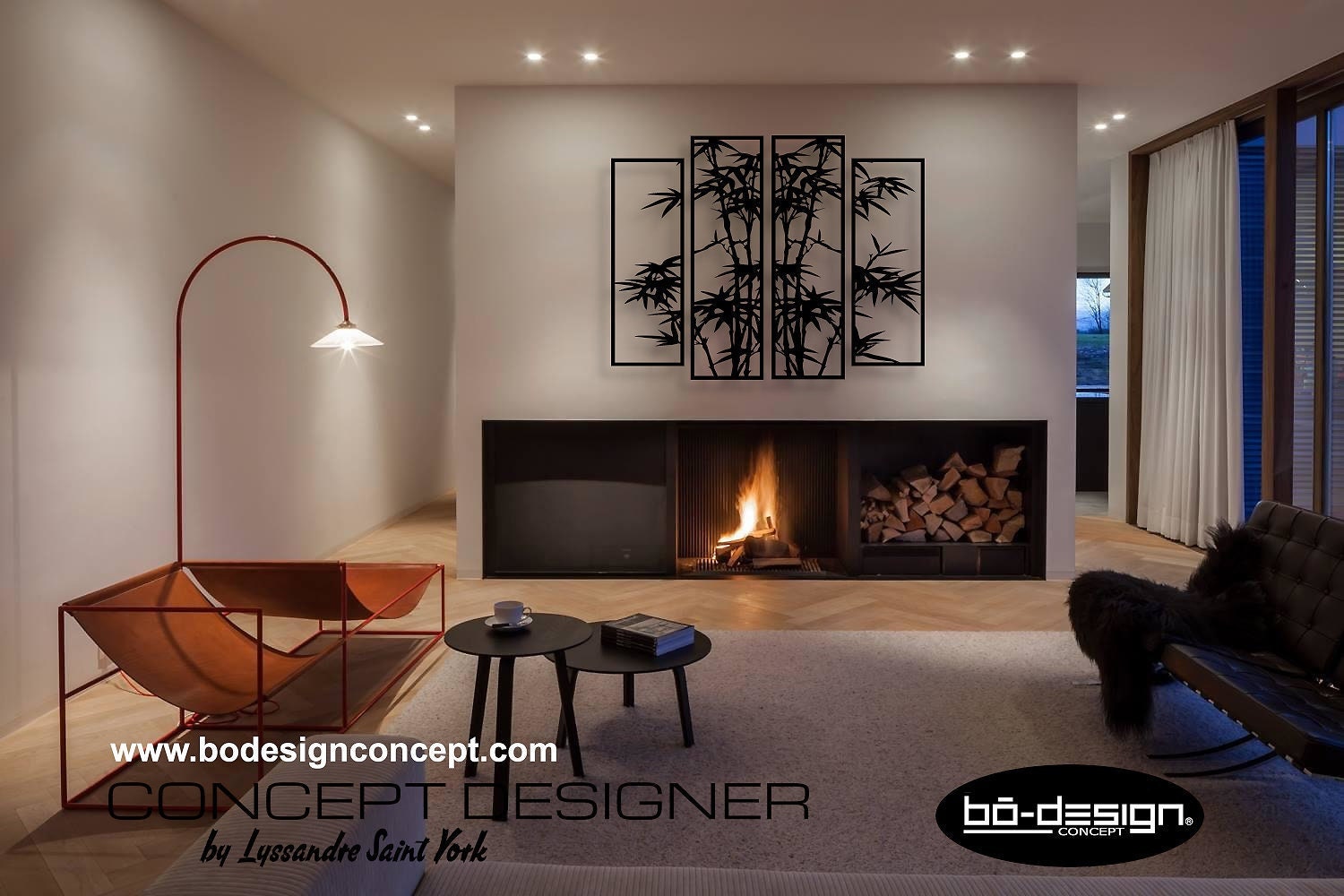 Décoration Murale, 99x138 cm, 4 Panneaux, Bamboo, Décoration Zen, Noir Brillant, Plexiglas, Decorati