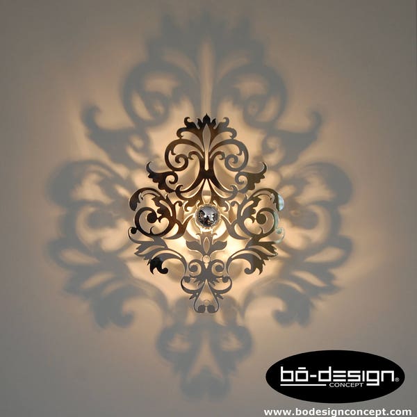 applique murale baroque,luminaire baroque,modele barocco 30 ou 35 cm effet miroir argent,applique murale design,LED 220 v,luminaire designer