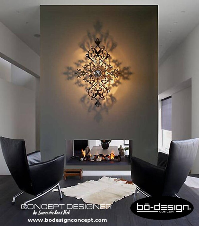 ombre 90x60 Design Baroque Cm Murale Effet lampe Portée applique Baroque Baroque Applique luminaire luminaire Miroir Contemporain 0wvnNm8