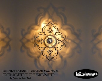 oriental lighting wall,30 or 35 cm,110 v,silver mirror effect,lighting design,arabesque lighting,baroque lighting,lighting designer