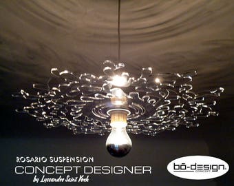 suspensión ligera, modelo ROSARIO, 220 voltios, negro o transparente, suspensión ligera barroca, luz de diseño, suspensión contemporánea