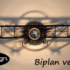 biplane lighting,biplane,75,85,99 cm black,110 volts,stampe,pitts,lighting designer,vintage light,biplane décoration,déco airplane,aircraft