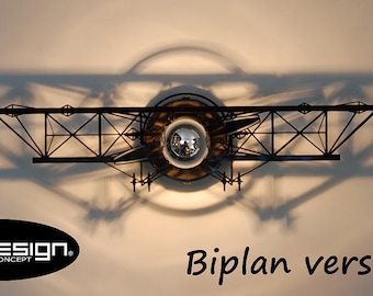 avión, biplano, versión II, negro, 60 w, 220 voltios, luminaria de aviación, 75/85/100 cm, decoración de aviación, estampilla, pitts, biplano antiguo, decoración de aviación
