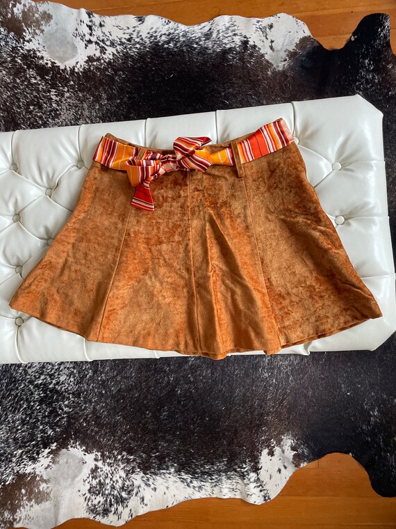 Crushed Brown Velvet Skirty - image 1