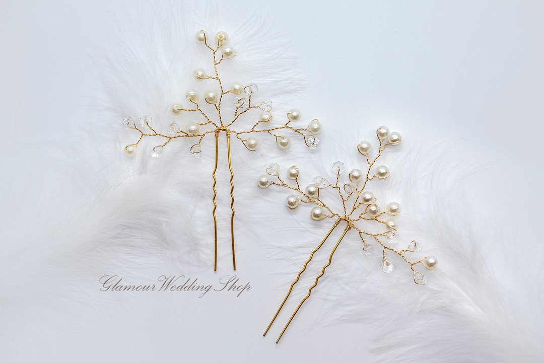 Wedding Hair Pin Bridal Hair Pins Gold Bridal Headpiece Bridal - Etsy